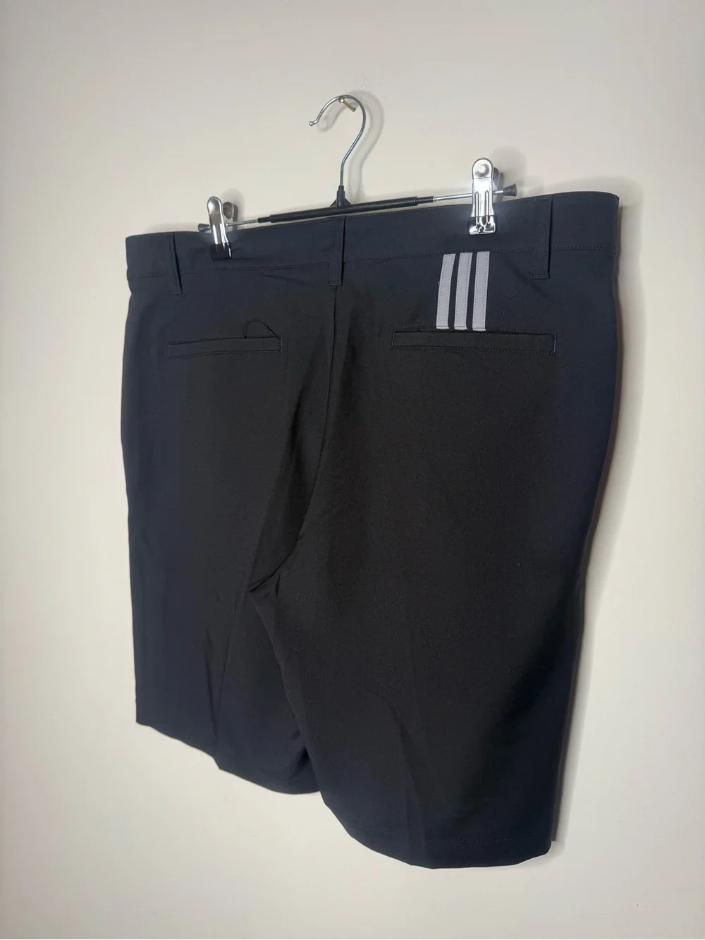 adidas Black Men's Flat Front Golf Shorts with White Logo